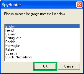 SpyHunter language select